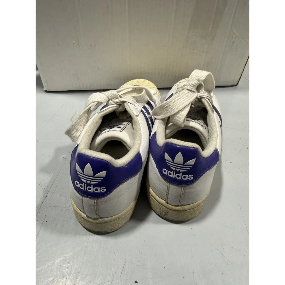 Vintage Adidas White Purple Shell Toe 90s Sneakers Athletic Shoes Size 6